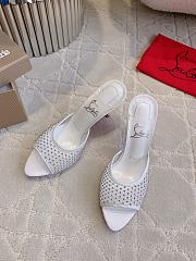 Christian Louboutin Apostropha Mesh Strass 85 White Mesh Mules - 6