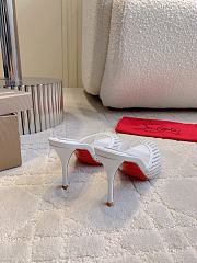 Christian Louboutin Apostropha Mesh Strass 85 White Mesh Mules - 4