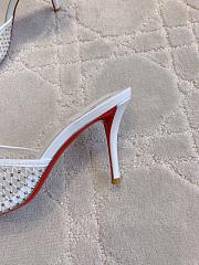 Christian Louboutin Apostropha Mesh Strass 85 White Mesh Mules - 3
