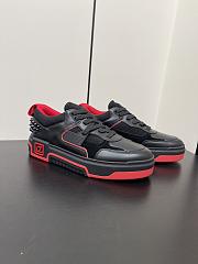	 Christian Louboutin Black Astroloubi Spiked Leather and Mesh Sneakers - 1