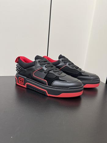 	 Christian Louboutin Black Astroloubi Spiked Leather and Mesh Sneakers