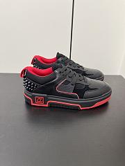 	 Christian Louboutin Black Astroloubi Spiked Leather and Mesh Sneakers - 6