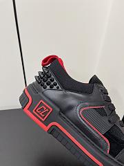 	 Christian Louboutin Black Astroloubi Spiked Leather and Mesh Sneakers - 2
