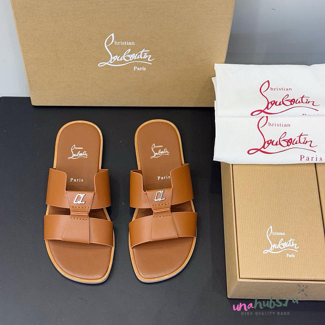 	 Christian Louboutin Loubi Be brown leather sandals - 1