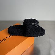 Louis Vuitton Black Fur Slides - 5