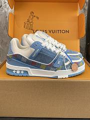 Louis Vuitton Trainer Sneaker Blue Damier-printed denim - 1