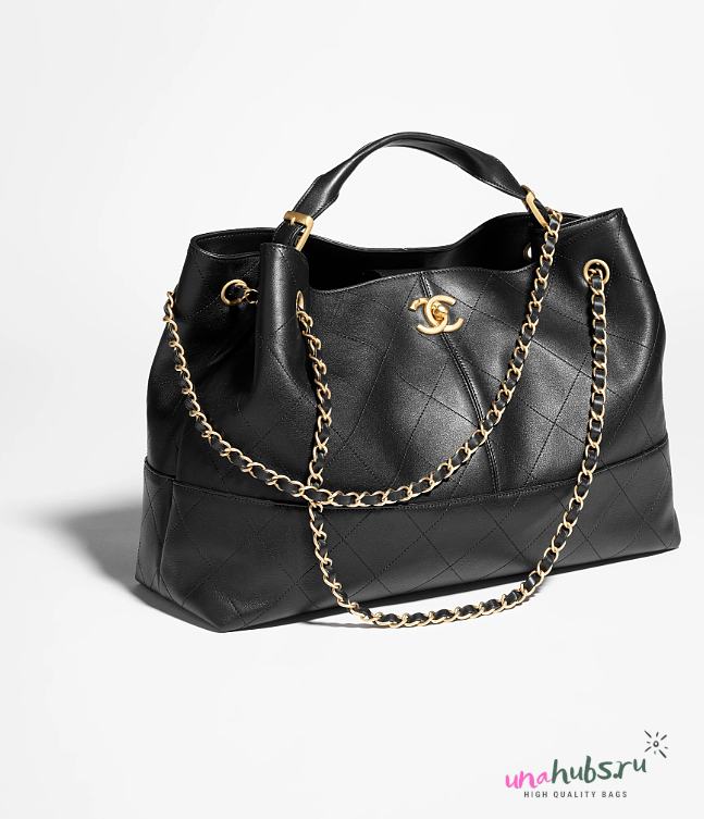 Chanel Shopping bag Calfskin and Gold Plated Metal Black - 28 x 40 x 15cm - 1