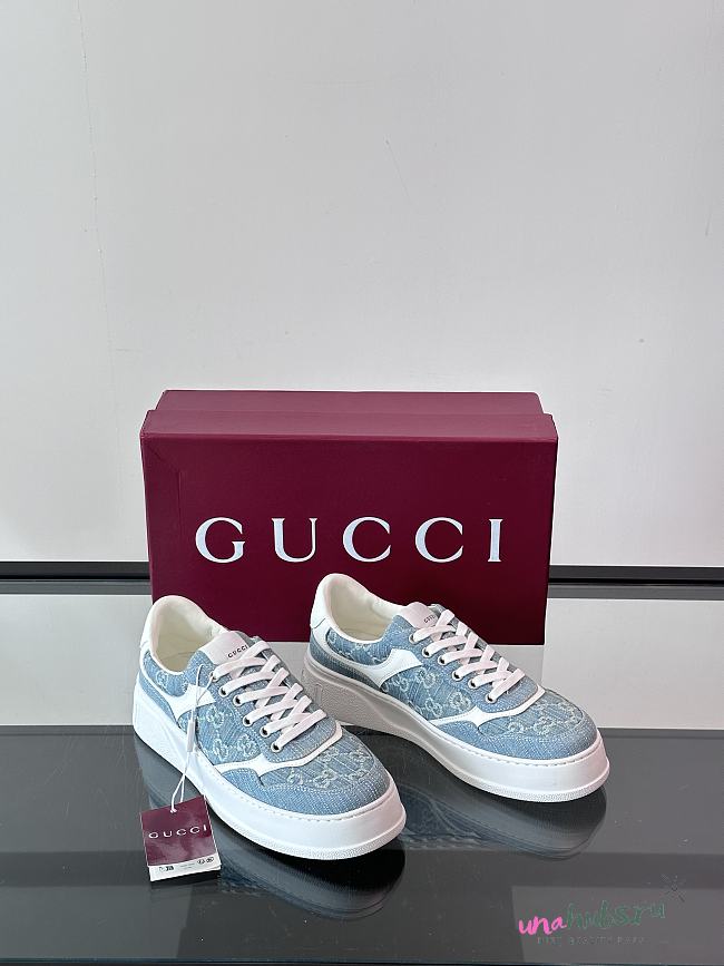 Gucci Re-Web sneaker in blue denim  - 1