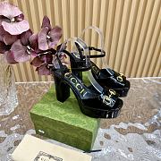 Gucci Black Patent Leather Claudie Platform Sandals - 1