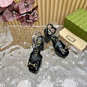 Gucci Black Patent Leather Claudie Platform Sandals - 3