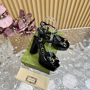 Gucci Black Patent Leather Claudie Platform Sandals - 4