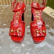	 Gucci Red Patent Leather Claudie Platform Sandals - 4
