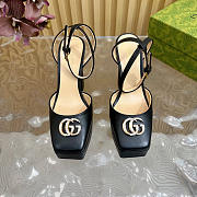 Gucci platform pump with Double G in black leather 15cm - 1