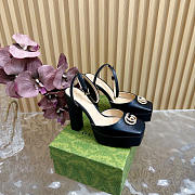 Gucci platform pump with Double G in black leather 15cm - 6