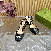 Gucci platform pump with Double G in black leather 15cm - 3
