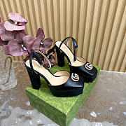 Gucci platform pump with Double G in black leather 15cm - 2