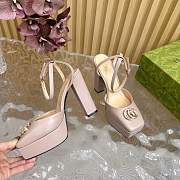 	 Gucci platform pump with Double G in nude leather 15cm - 5