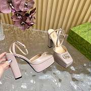 	 Gucci platform pump with Double G in nude leather 15cm - 3