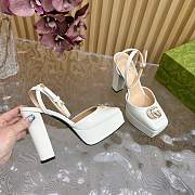 	 Gucci platform pump with Double G in white leather 15cm - 6