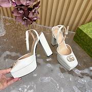 	 Gucci platform pump with Double G in white leather 15cm - 4