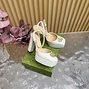 	 Gucci platform pump with Double G in white leather 15cm - 3