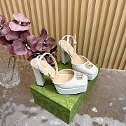 	 Gucci platform pump with Double G in white leather 15cm - 2