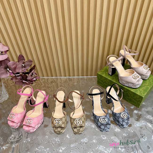 Gucci Canvas Leather Claudie Platform Sandals - 1