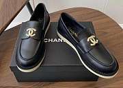 CHANEL Calfskin Camellia CC Loafers Black - 1