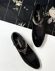 CHANEL Shiny Lambskin Pearl Cap Toe Ankle Chain Ballerina Flats - 1