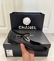 CHANEL Shiny Lambskin Pearl Cap Toe Ankle Chain Ballerina Flats - 5
