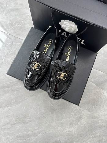 Chanel Mocassins Black Patent Shoes