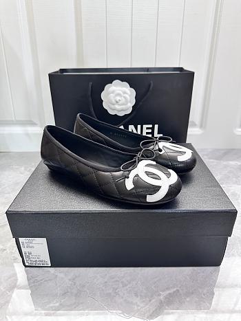 Chanel Black Quilted Leather Cambon Ballet Flats 