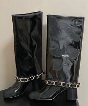 Chanel High boots - Lambskin & grosgrain, black - 4