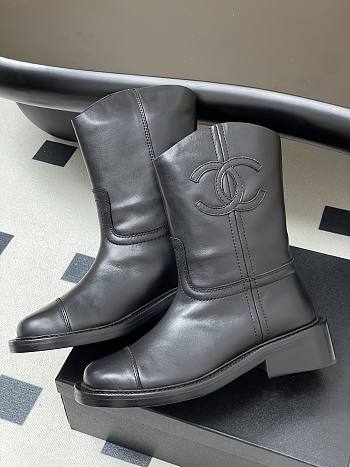 	 Chanel Interlocking CC Logo Riding Short Boots