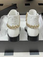 	 Chanel White With Gold Chain Short Boots - 5