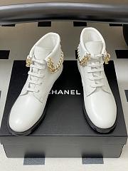 	 Chanel White With Gold Chain Short Boots - 4