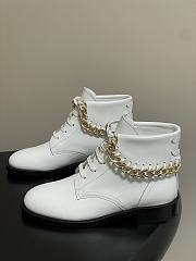 	 Chanel White With Gold Chain Short Boots - 3