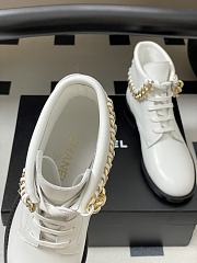 	 Chanel White With Gold Chain Short Boots - 2