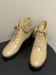 	 Chanel Beige With Gold Chain Short Boots - 4