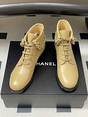	 Chanel Beige With Gold Chain Short Boots - 3