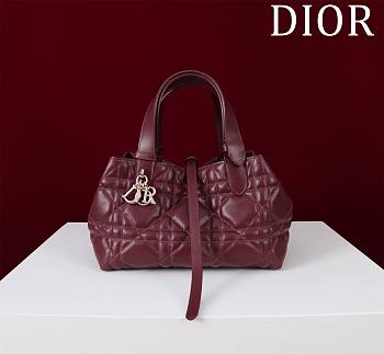 Dior Small Toujours Bag Dahlia Red Macrocannage Calfskin - 23*15*15cm