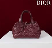 Dior Small Toujours Bag Dahlia Red Macrocannage Calfskin - 23*15*15cm - 4