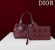 Dior Small Toujours Bag Dahlia Red Macrocannage Calfskin - 23*15*15cm - 3