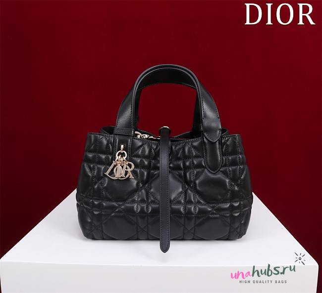 	 Dior Small Toujours Bag Black Macrocannage Calfskin - 23*15*15cm - 1