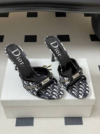 Dior Tricolor Canvas and Patent Slide Sandals 10cm