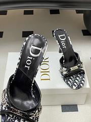 Dior Tricolor Canvas and Patent Slide Sandals 10cm - 2