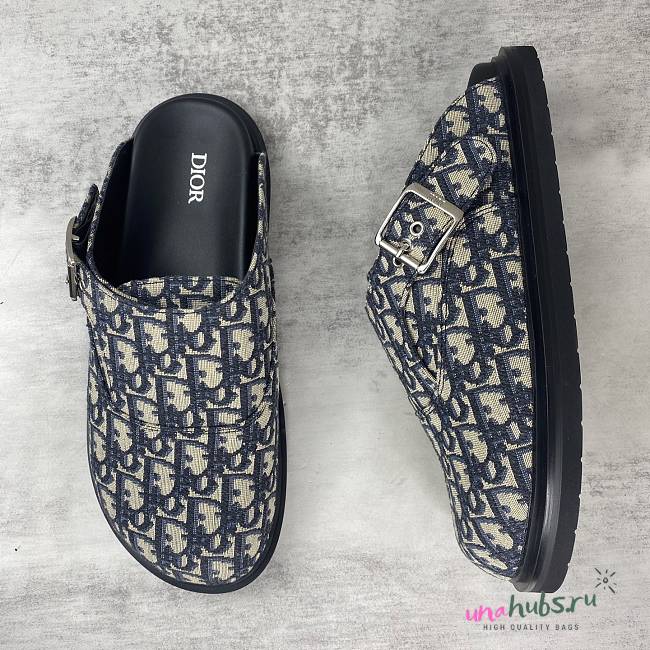 Dior Aqua Mule Beige and Black Dior Oblique Jacquard - 1