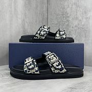 Dior Aqua Sandal Blue and Beige Raffia-Effect Dior Oblique Denim - 4