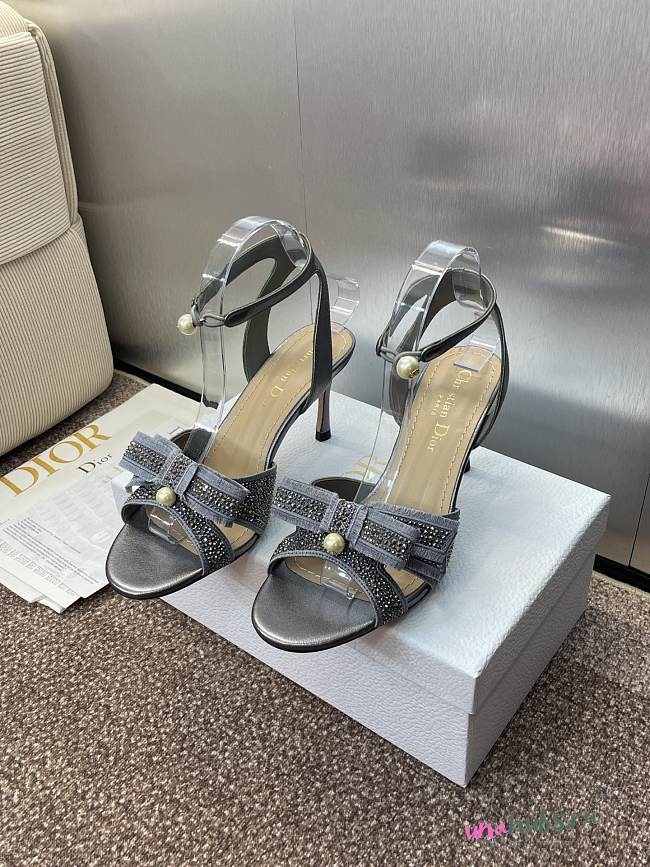 Dior Or Adiorable Heeled Mule Grey with Metallic 7cm - 1