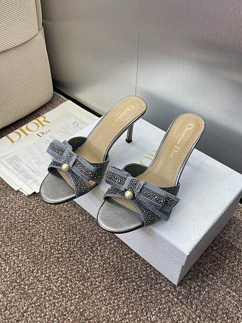 Dior Or Adiorable Heeled Mules Grey with Metallic 7cm